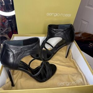 Sergio Rossi Elegant Black Strappy Heels Size 39 (US 8)